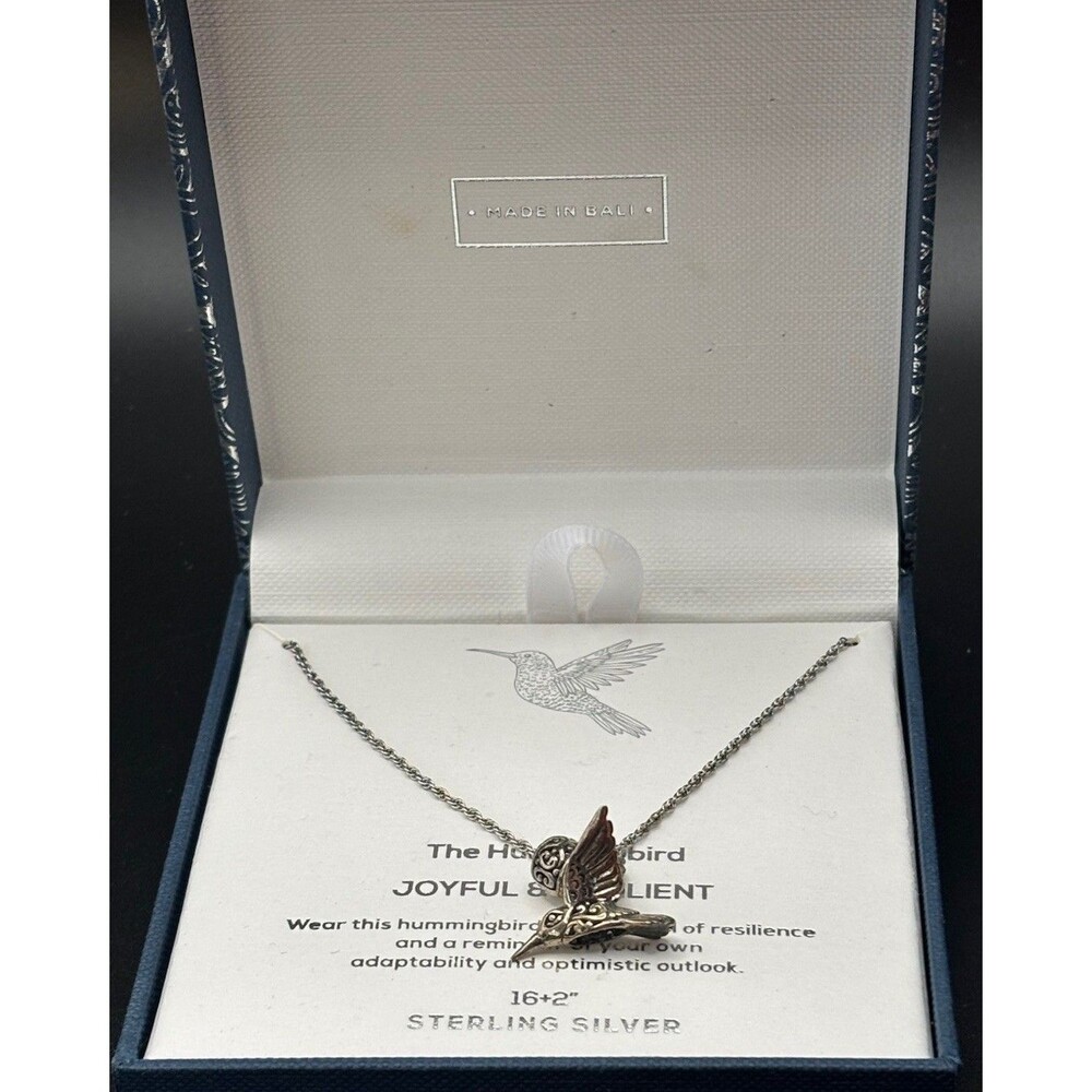 NEW 925 sterling silver Annika Witt 3d hummingbird pendant 16-18 “ necklace
